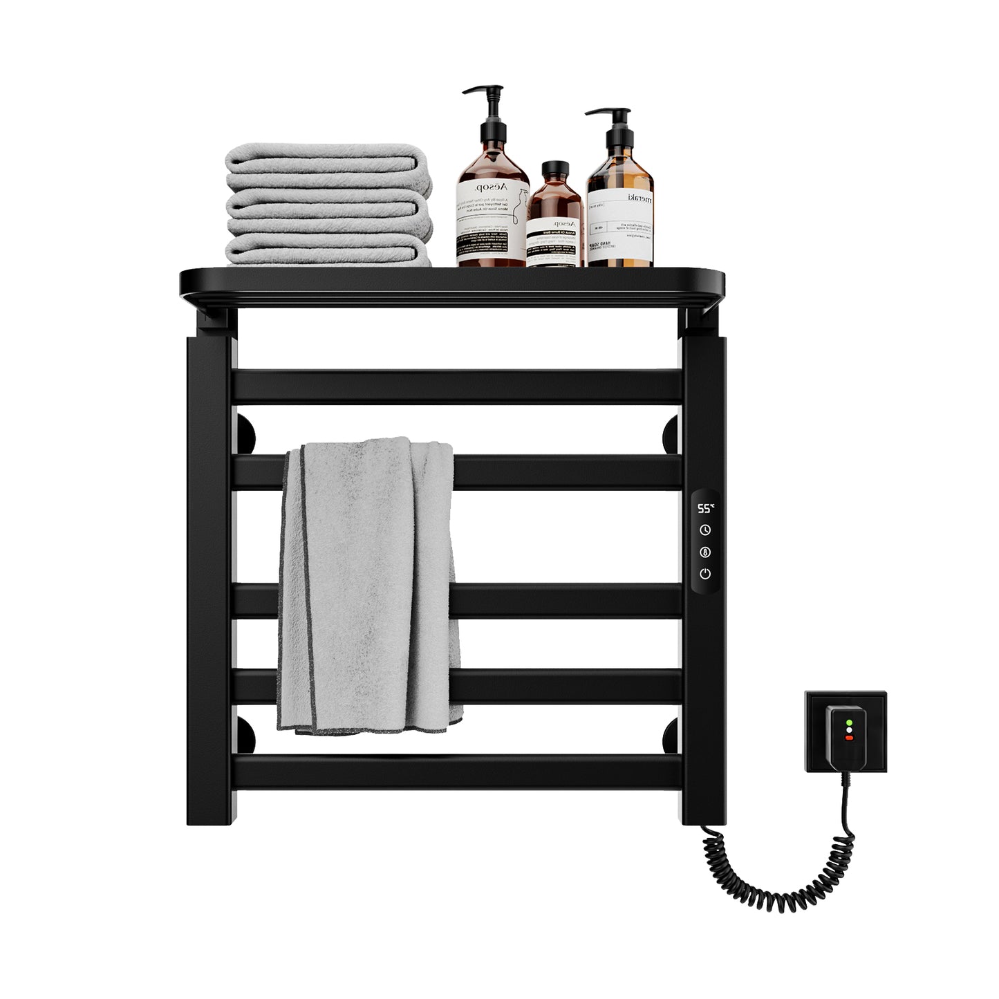 Sèche serviettes électrique,Radiateur serviettes électrique 500x500mm,Porte serviettes thermostatique intelligent,Porte serviettes électrique,Avec interrupteur tactile et minuterie,Sèche serviettes mural