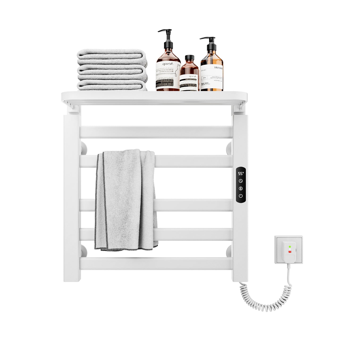 Sèche serviettes électrique,Radiateur serviettes électrique 500x500mm,Porte serviettes thermostatique intelligent,Porte serviettes électrique,Avec interrupteur tactile et minuterie,Sèche serviettes mural