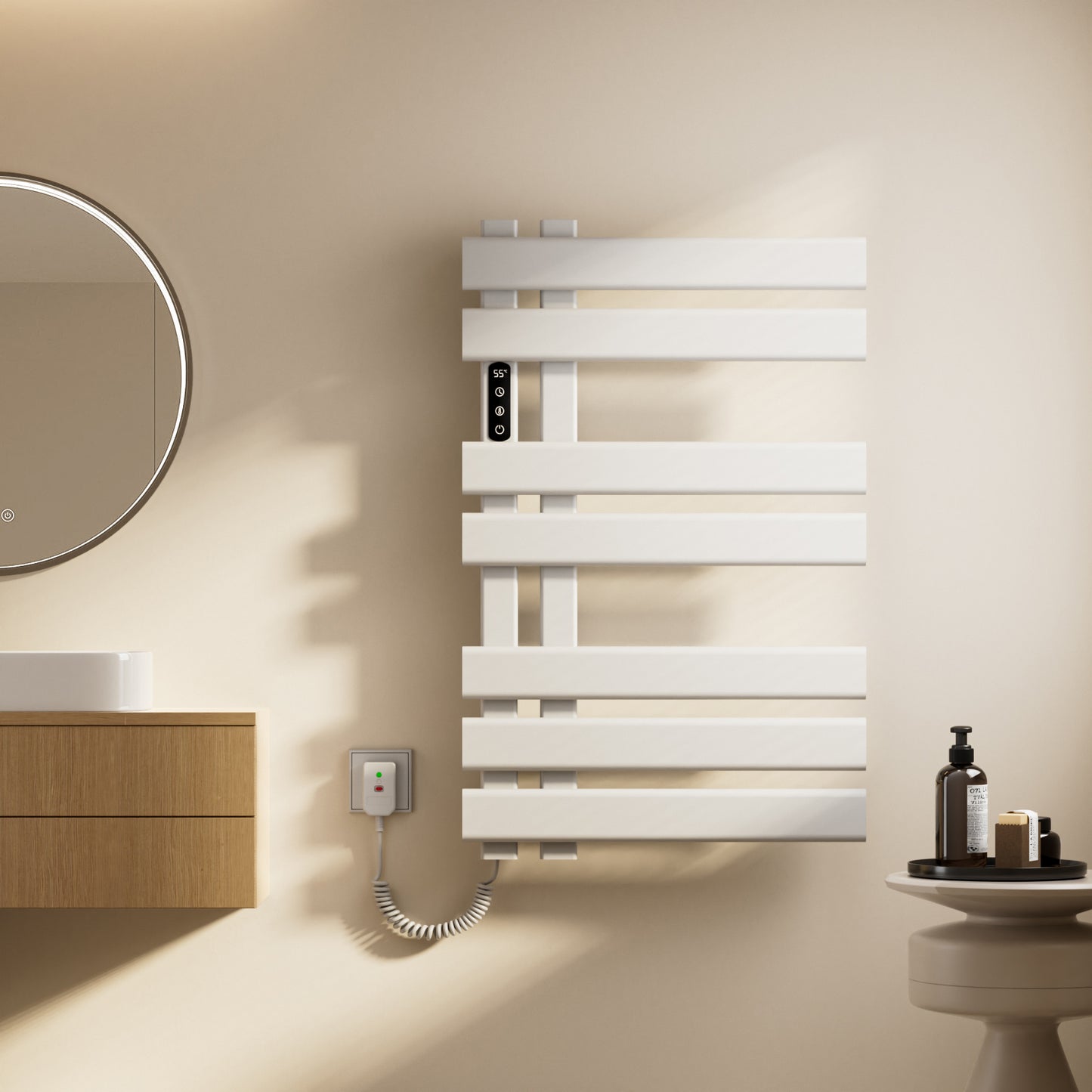 Sèche serviettes électrique,Radiateur porte serviettes électrique 450x720mm,Sèche serviettes thermostatique intelligent 235 W,Radiateur de salle de bain électrique avec minuterie à interrupteur tactile