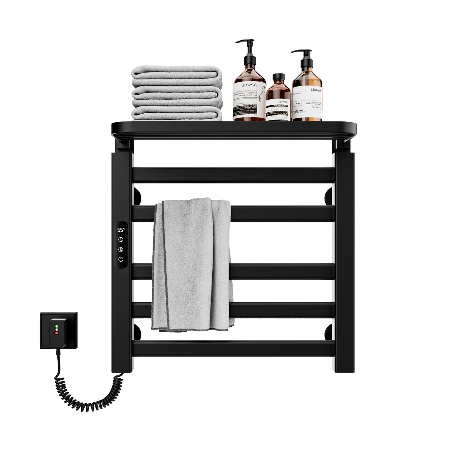 Sèche serviettes électrique,Radiateur serviettes électrique 500x500mm,Porte serviettes thermostatique intelligent,Porte serviettes électrique,Avec interrupteur tactile et minuterie,Sèche serviettes mural
