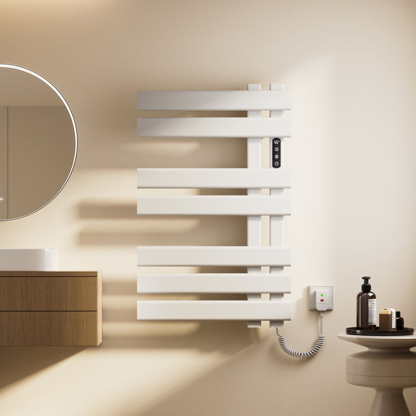 Sèche serviettes électrique,Radiateur porte serviettes électrique 450x720mm,Sèche serviettes thermostatique intelligent 235 W,Radiateur de salle de bain électrique avec minuterie à interrupteur tactile
