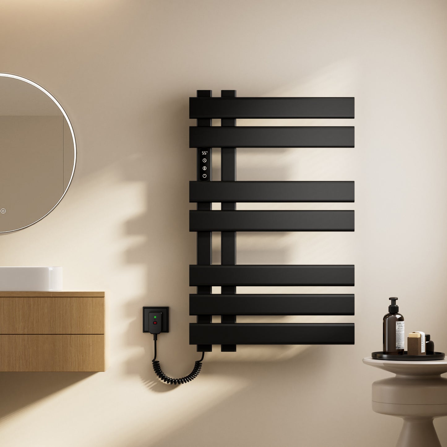 Sèche serviettes électrique,Radiateur porte serviettes électrique 450x720mm,Sèche serviettes thermostatique intelligent 235 W,Radiateur de salle de bain électrique avec minuterie à interrupteur tactile