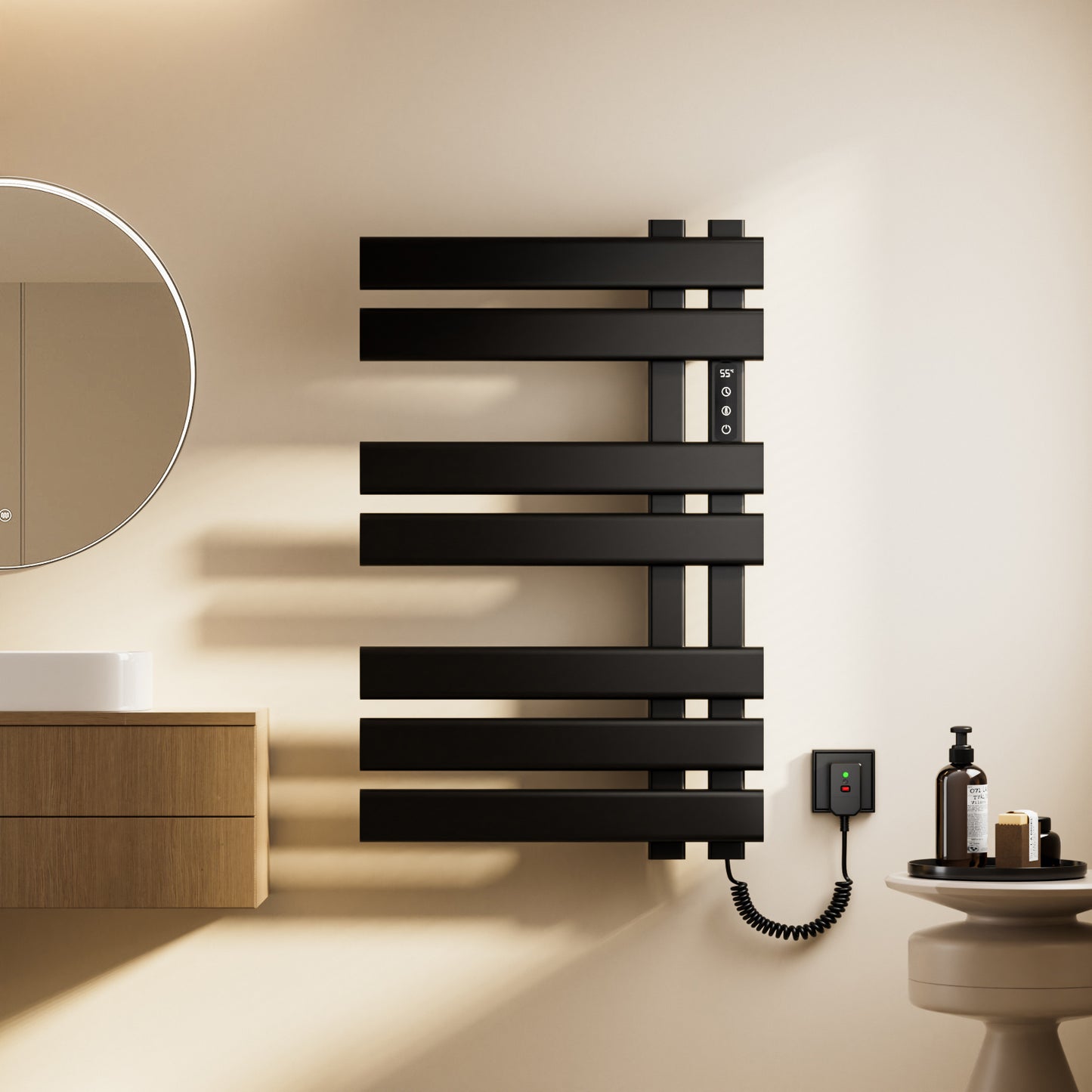 Sèche serviettes électrique,Radiateur porte serviettes électrique 450x720mm,Sèche serviettes thermostatique intelligent 235 W,Radiateur de salle de bain électrique avec minuterie à interrupteur tactile