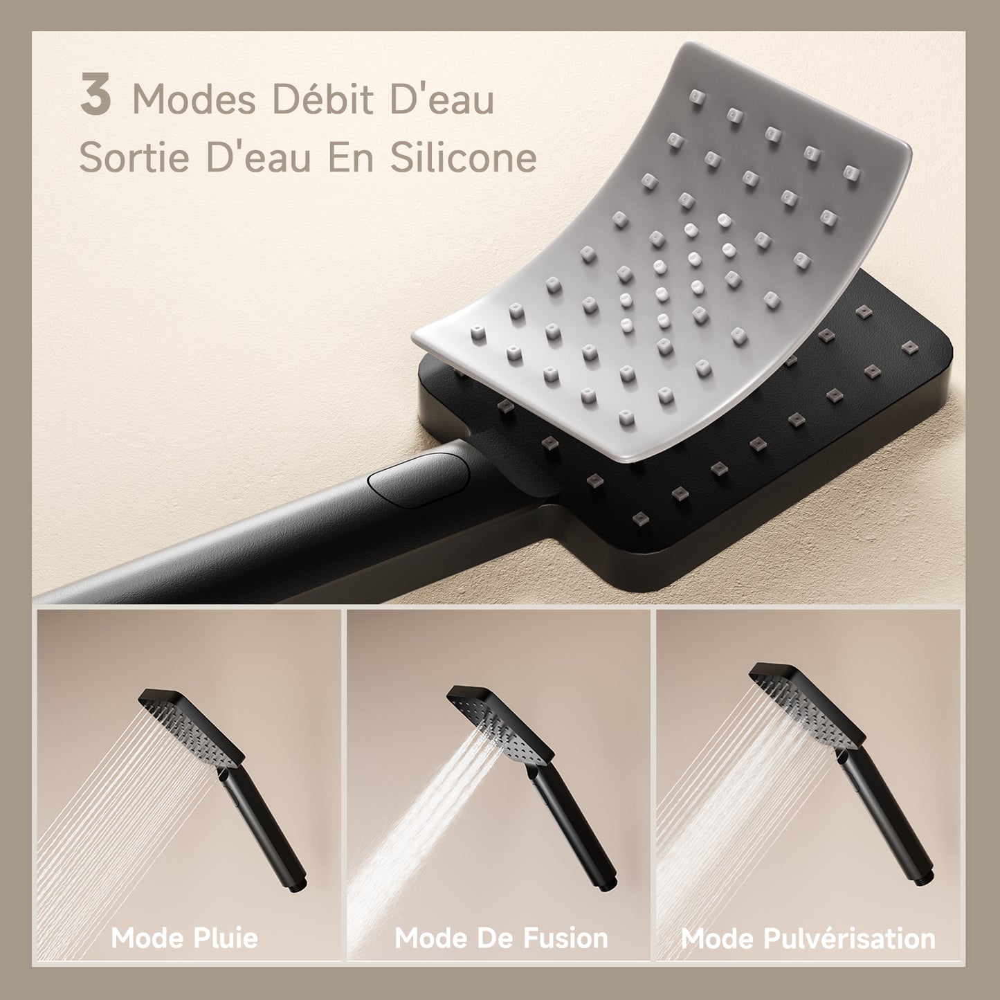 Colonne De Douche,Multifonctionnel Colonne De Douche Thermostatique Noir,Colonne Douche Encastrable,Avec Douche De Tête,Douchette À Main,Lumières LED Colorées,Jet Latéral De 4 Pouces Ensemble Douche
