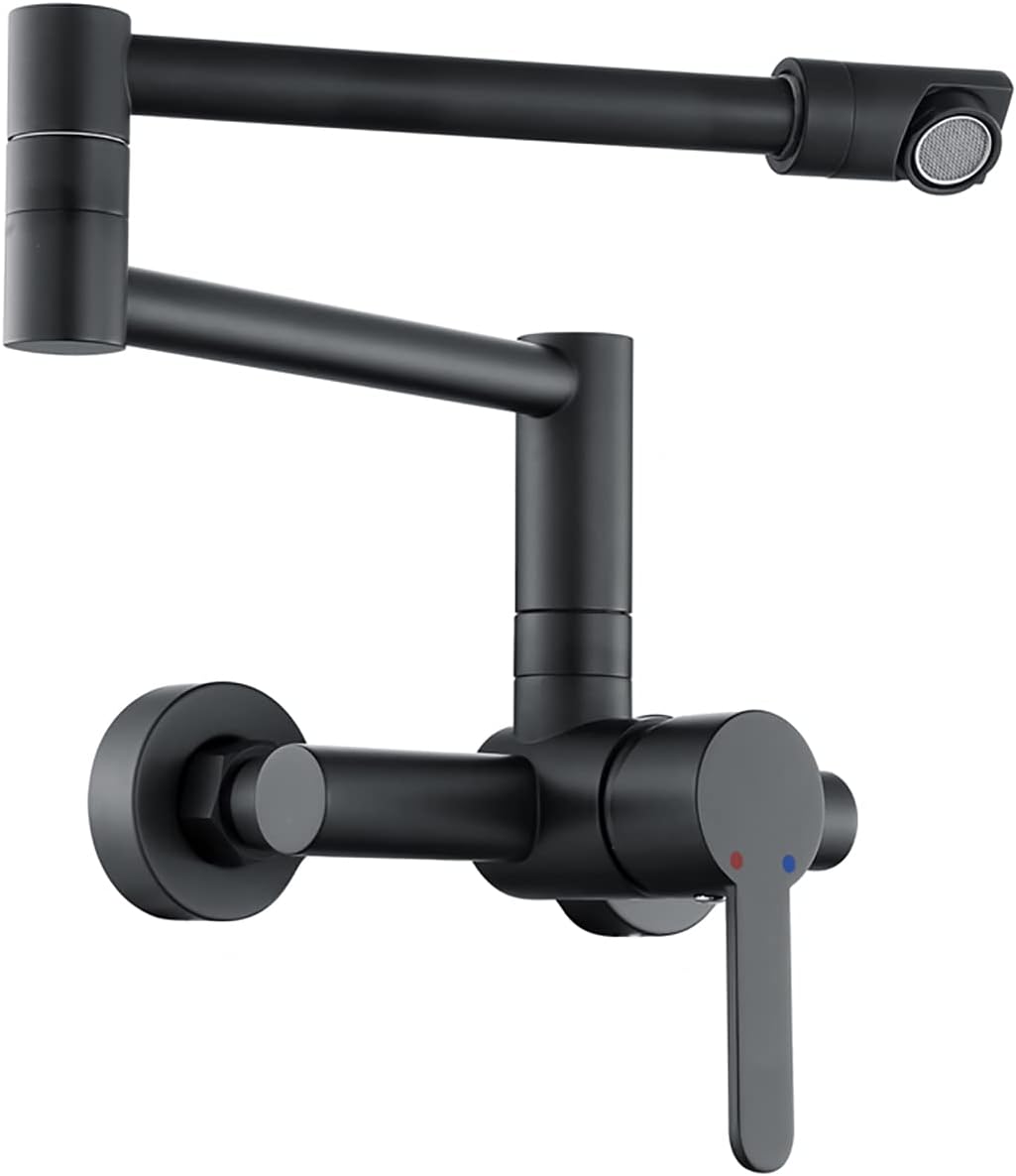 Robinet de Cuisine, Or Rose Robinet Mitigeur Mural Monocommande avec Bras Oscillant et Chaude et Froide Réglable Robinet Évier Rotatif à 360° pour Salle de Bain et Cuisine Laiton