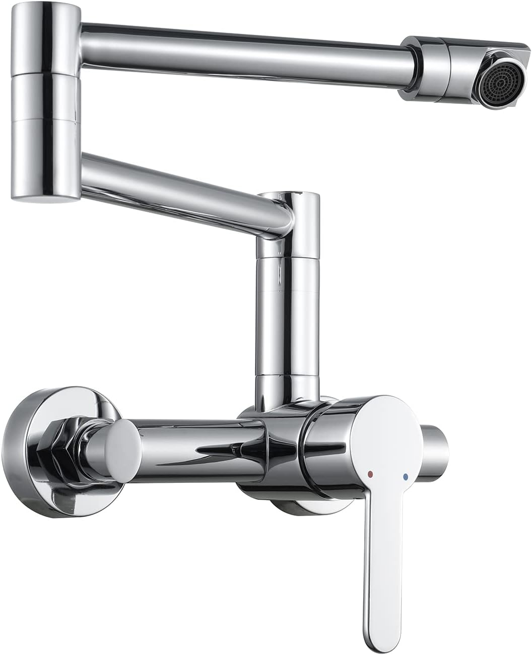 Robinet de Cuisine, Or Rose Robinet Mitigeur Mural Monocommande avec Bras Oscillant et Chaude et Froide Réglable Robinet Évier Rotatif à 360° pour Salle de Bain et Cuisine Laiton