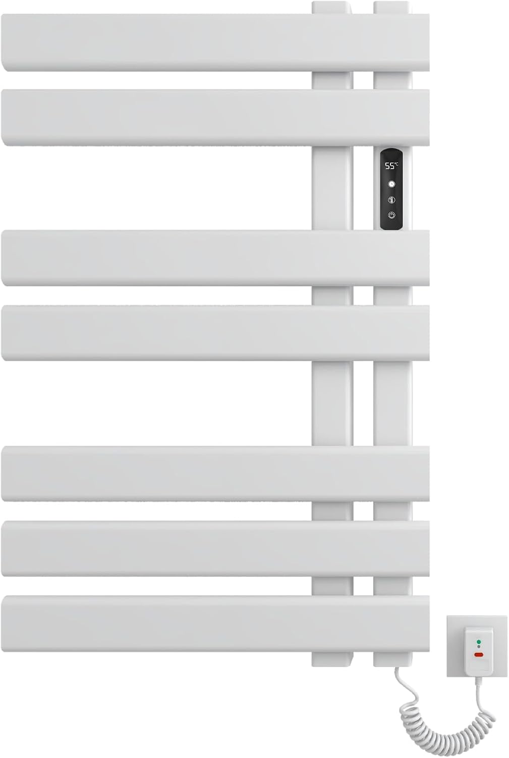 OihPaw Sèche-serviette électrique,450x720mm Radiateur Seche Serviette Salle de Bain, Affichage LED, économie d'énergie, avec Minuterie&Température Ajustable - R530