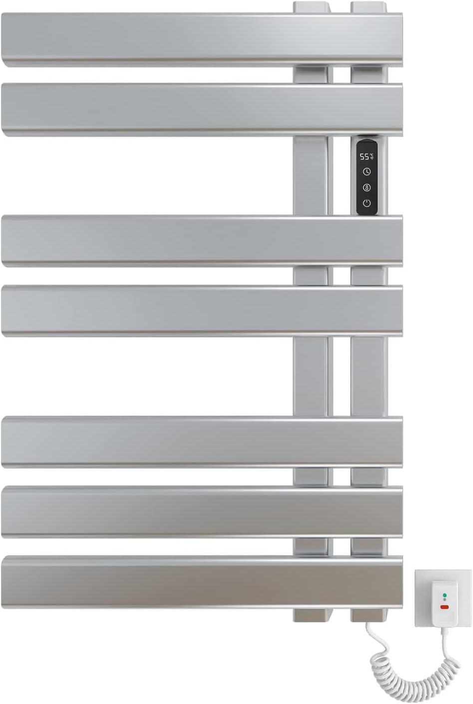 OihPaw Sèche-serviette électrique,450x720mm Radiateur Seche Serviette Salle de Bain, Affichage LED, économie d'énergie, avec Minuterie&Température Ajustable - R530