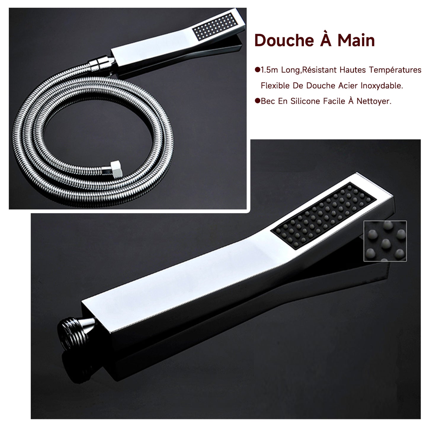 Colonne De Douche,Multifonctionnel Colonne Douche Encastrable,Colonne De Douche Thermostatique Chromé,Douche De Tête 70 Cm,5 Modes De Douche,Avec Douchette À Main Colonne De Douche Sans Mitigeur