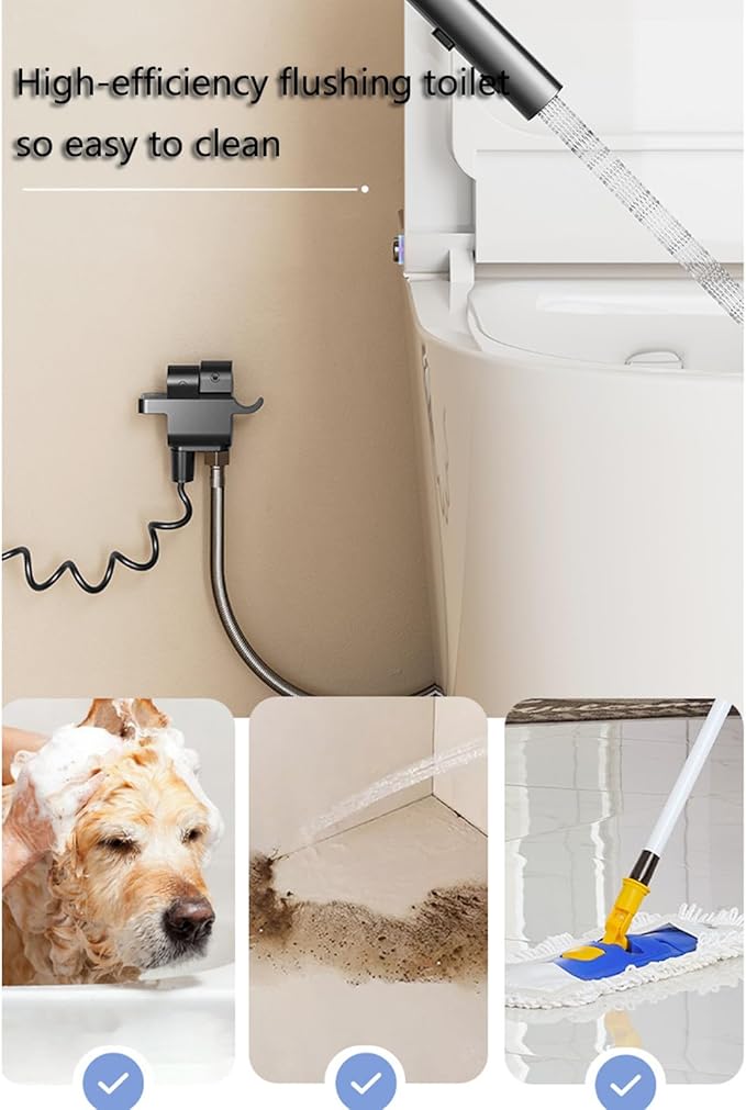 Kit Douchette Wc, Pulvérisateur De Douche, 2 Mode Pulverisateur a Main, Ensemble De Douche Bidet Avec 1-in-2-out Interrupteur À Double Commande Laiton Valve G1/2" Pour L'hygiène Personnelle (Chrome)