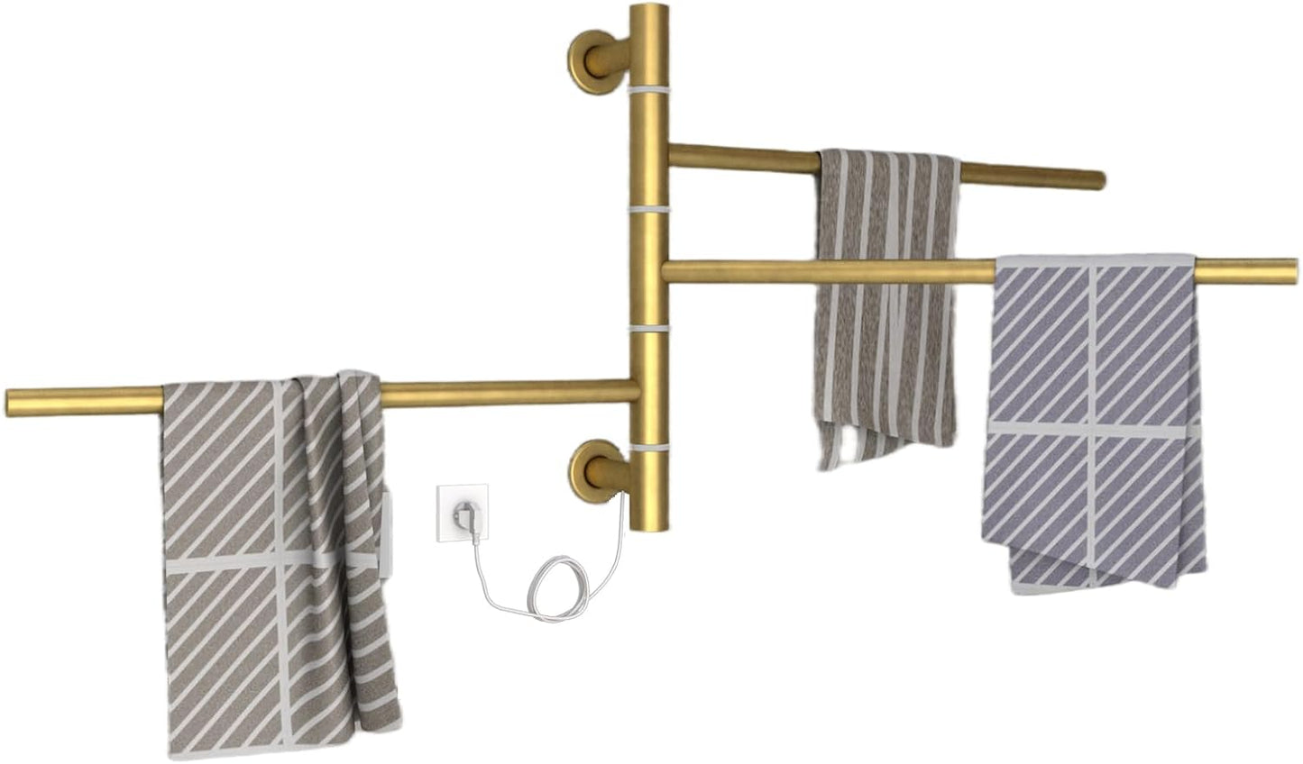 OihPaw Sèche-serviette électrique 30W Rotatif Chauffe-Serviettes 560x410mm Porte-Serviettes Chauffant Électrique Mural Température Constante Radiateur de Salle de Bain