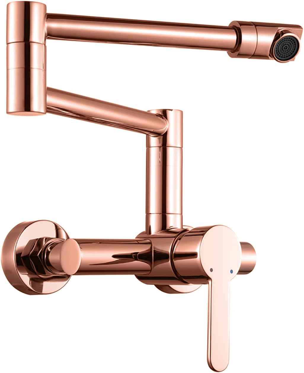 Robinet de Cuisine, Or Rose Robinet Mitigeur Mural Monocommande avec Bras Oscillant et Chaude et Froide Réglable Robinet Évier Rotatif à 360° pour Salle de Bain et Cuisine Laiton