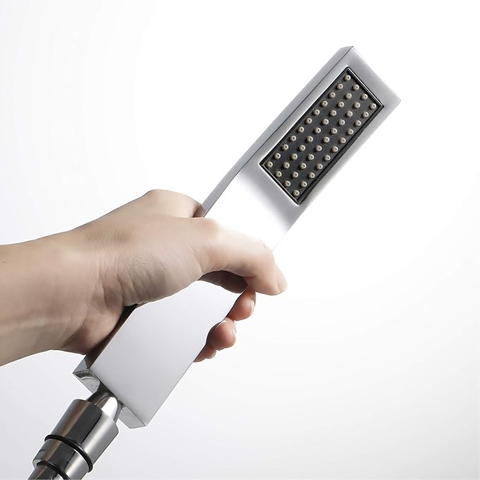 Pommeau de Douche avec Tuyau Douchette à Main Economie D'eau Laiton Pomme de Douche à Main Anti Calcaire Tête de Douche avec Sortie d'eau en Silicone