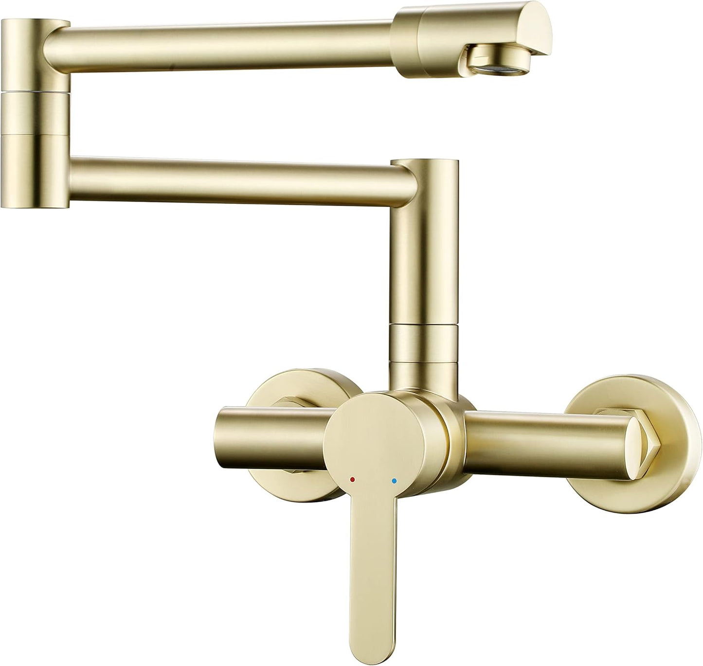 Robinet de Cuisine, Or Rose Robinet Mitigeur Mural Monocommande avec Bras Oscillant et Chaude et Froide Réglable Robinet Évier Rotatif à 360° pour Salle de Bain et Cuisine Laiton