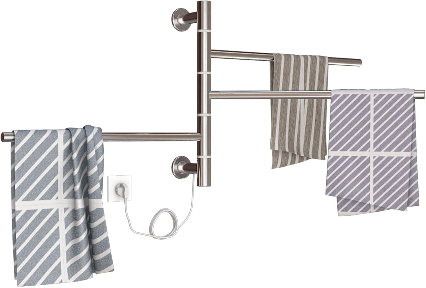 OihPaw Sèche-serviette électrique 30W Rotatif Chauffe-Serviettes 560x410mm Porte-Serviettes Chauffant Électrique Mural Température Constante Radiateur de Salle de Bain