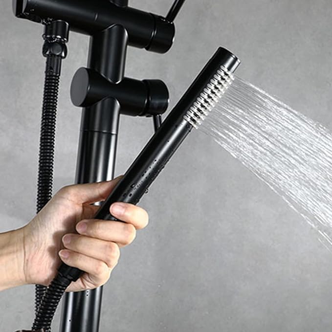 Robinet de Baignoire Ilot 2 Modes Mitigeur de Baignoire Ilot avec Douchette, Rotation à 360° Robinet de Baignoire sur Pied Laiton Robinet Mitigeur au Sol Moderne et Simple