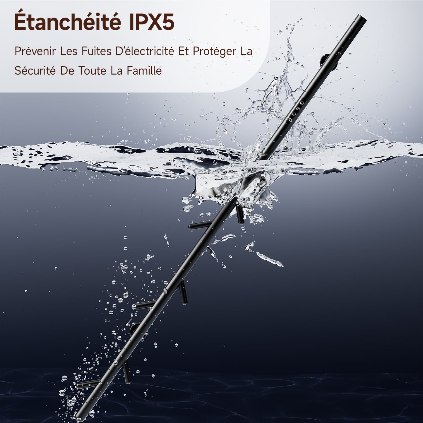 Sèche-Serviette électrique,Seche serviette salle de bain,Adiateur sèche-serviettes intelligent Noir à température constante,Porte-serviettes électrique mural,Avec 6 crochets,Sèche-serviettes électrique avec tige