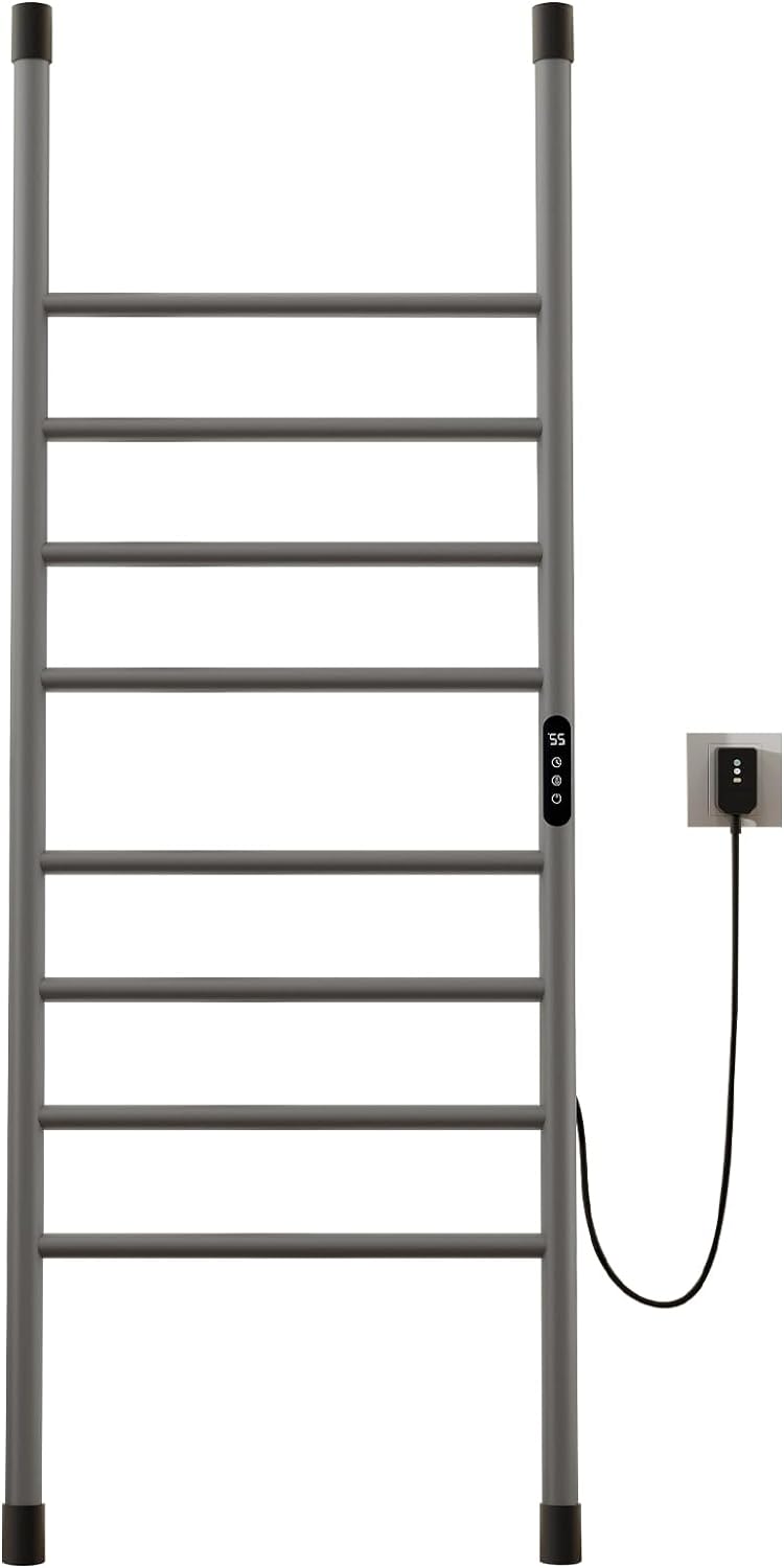 OihPaw Sèche-serviette électrique Seche Serviette sur Pied de Type échelle, Chauffe Serviette Salle de Bain,Warm Towel,Porte-Serviettes électrique,avec Minuterie&Température Réglable
