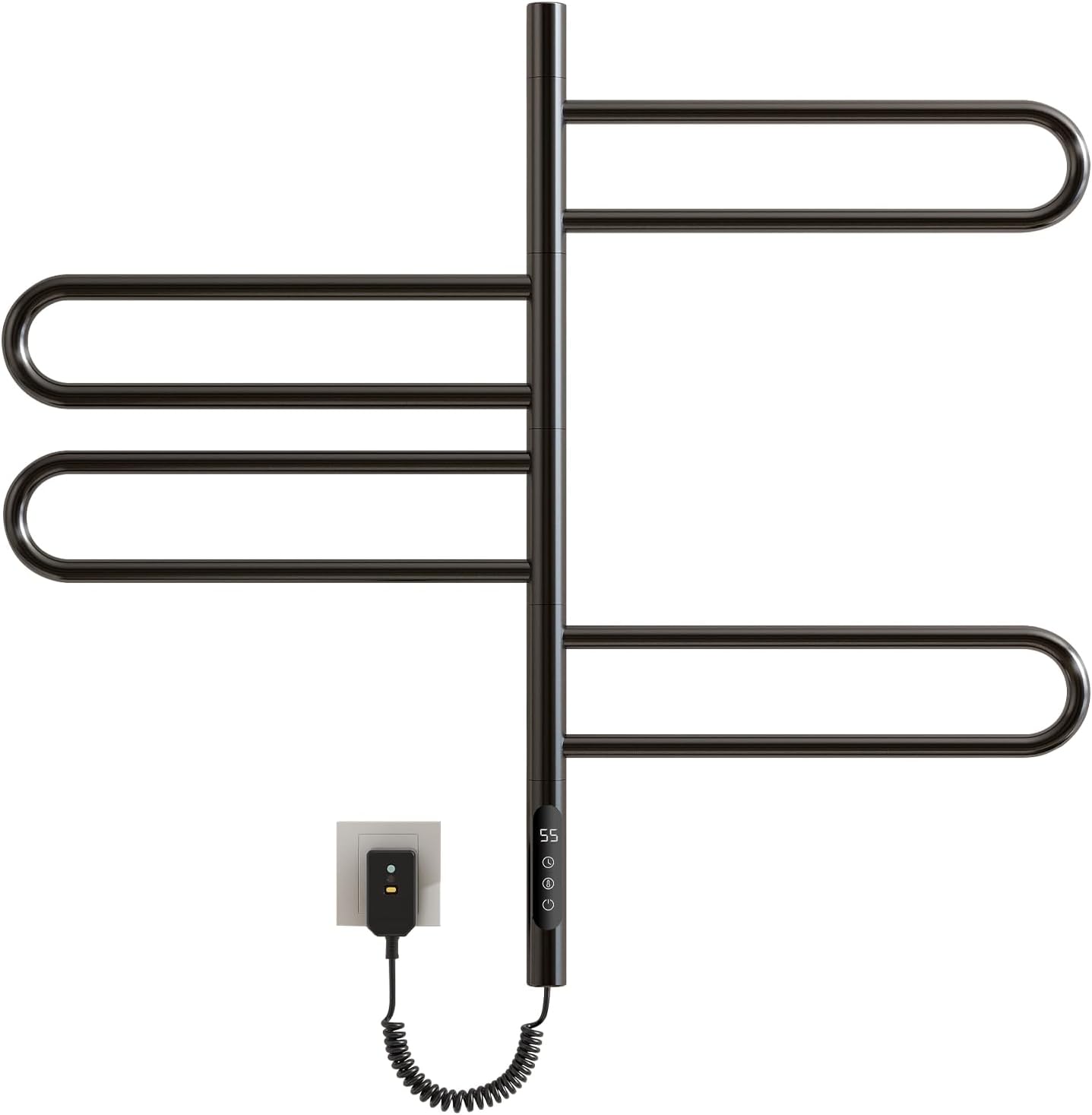 OihPaw Sèche-serviette électrique,Rotation à 180° Seche Serviette, Porte-Serviettes électrique, Chauffe Serviette Salle de Bain, avec Minuterie/Température Réglable, Économie d'énergie