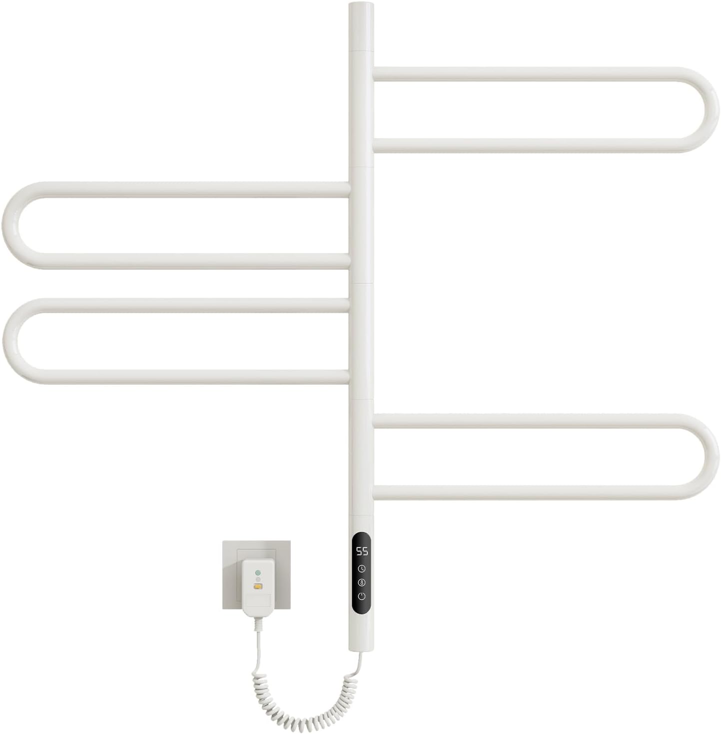 OihPaw Sèche-serviette électrique,Rotation à 180° Seche Serviette, Porte-Serviettes électrique, Chauffe Serviette Salle de Bain, avec Minuterie/Température Réglable, Économie d'énergie