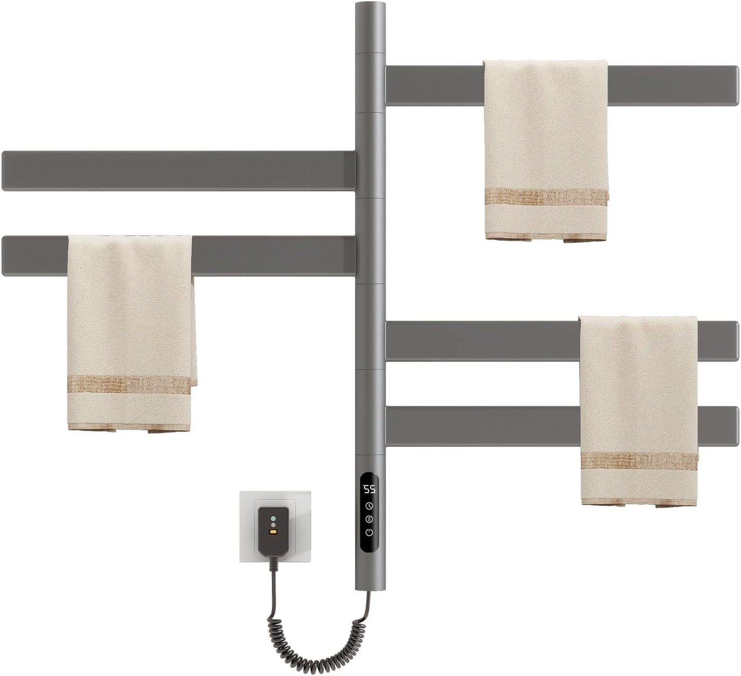 OihPaw Sèche-serviette électrique,Rotation à 180° Chauffe-Serviettes à Thermostat Intelligent WiFi,675x450mm Radiateur Salle Bain