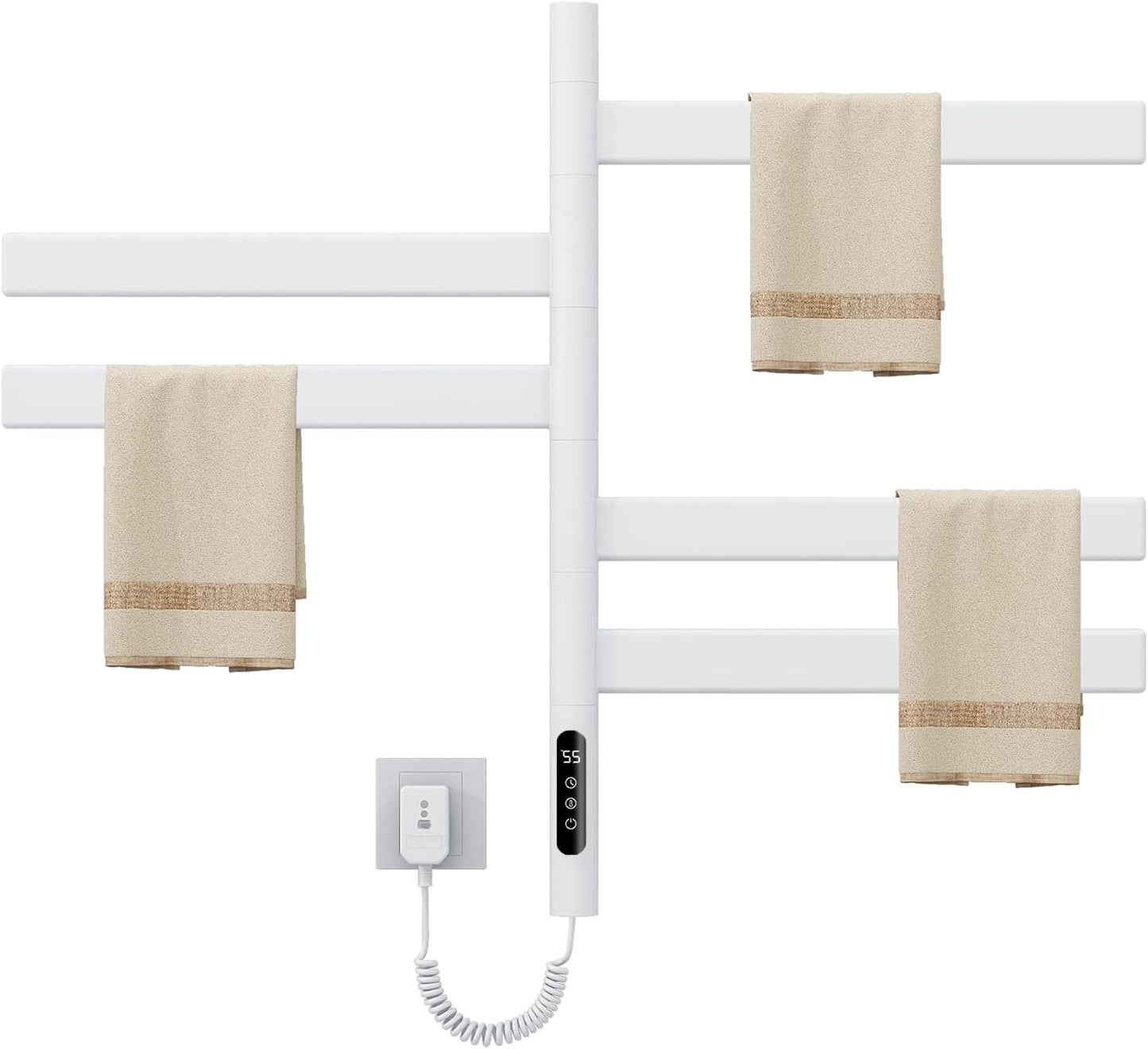 OihPaw Sèche-serviette électrique,Rotation à 180° Chauffe-Serviettes à Thermostat Intelligent WiFi,675x450mm Radiateur Salle Bain