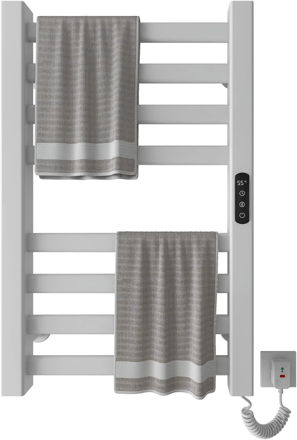OihPaw Sèche-serviette électrique,450x700mm Porte Serviettes Chauffant Porte-Serviettes électrique Intelligent Radiateur Porte-Serviettes, Chauffage en Fibre de Carbone
