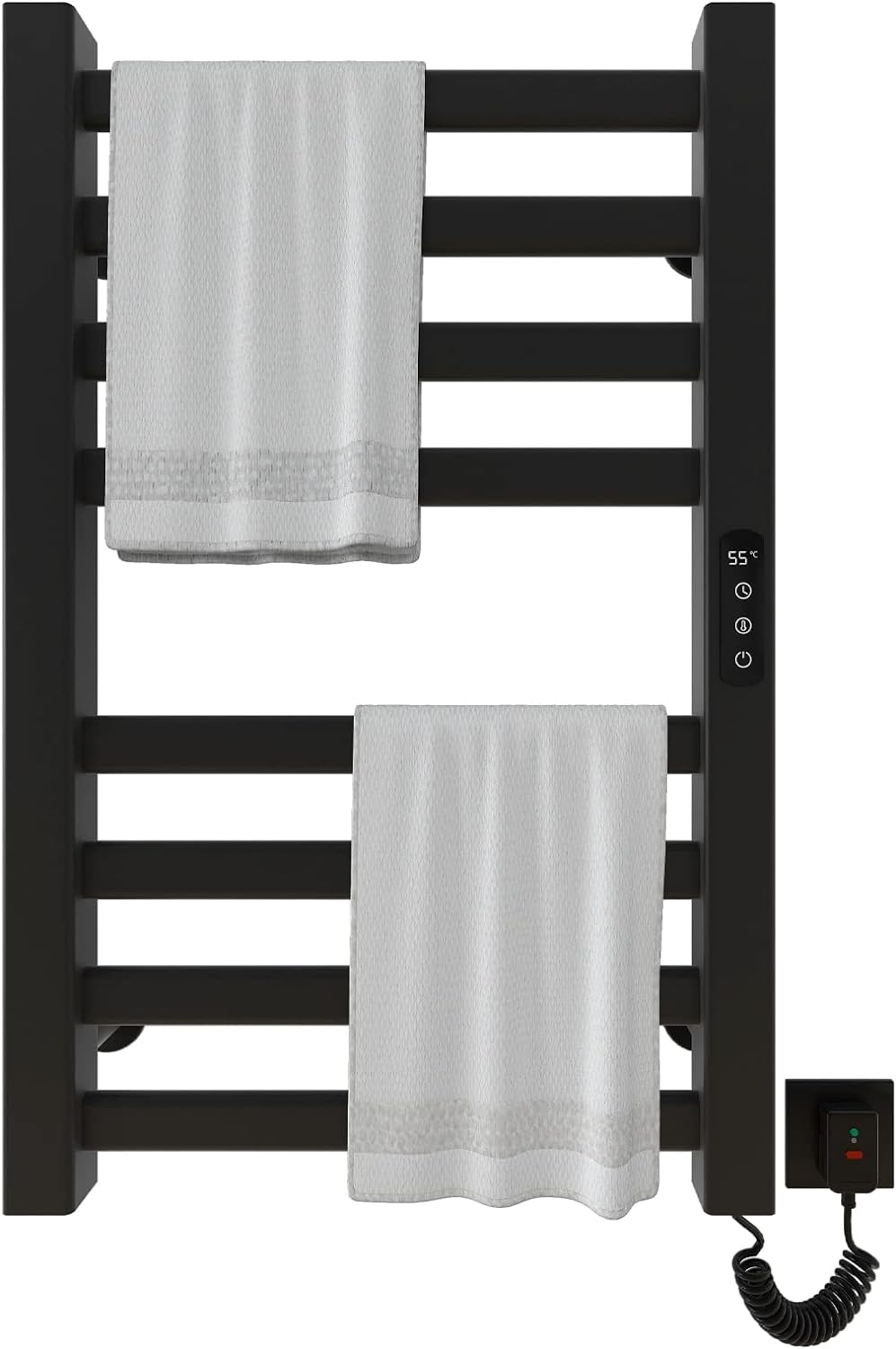 OihPaw Sèche-serviette électrique,450x700mm Porte Serviettes Chauffant Porte-Serviettes électrique Intelligent Radiateur Porte-Serviettes, Chauffage en Fibre de Carbone