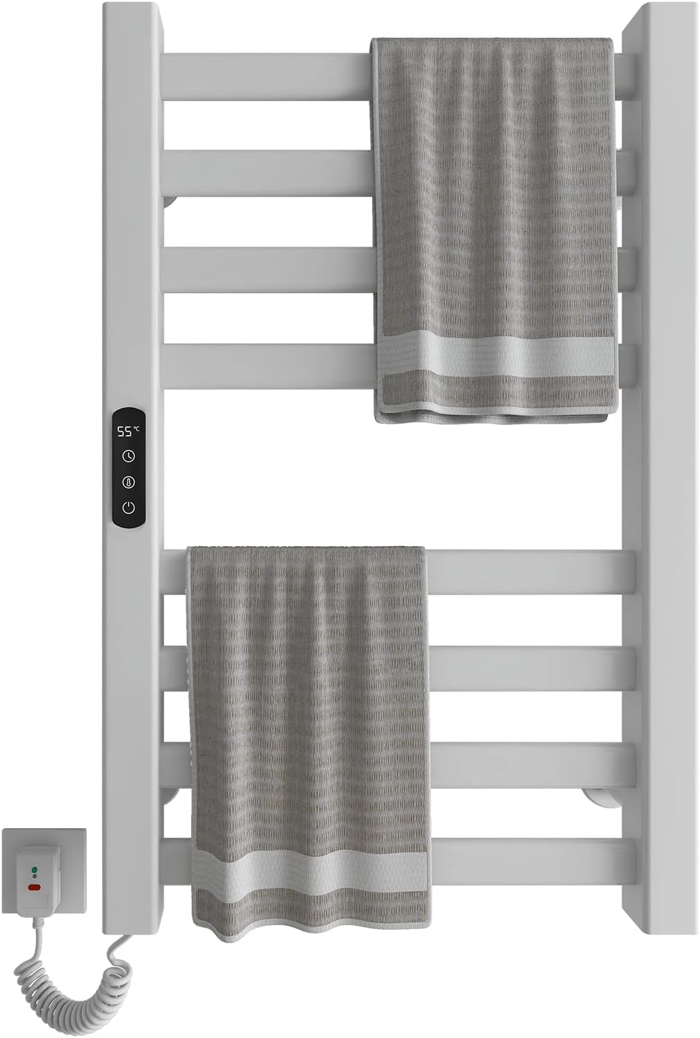 OihPaw Sèche-serviette électrique,450x700mm Porte Serviettes Chauffant Porte-Serviettes électrique Intelligent Radiateur Porte-Serviettes, Chauffage en Fibre de Carbone