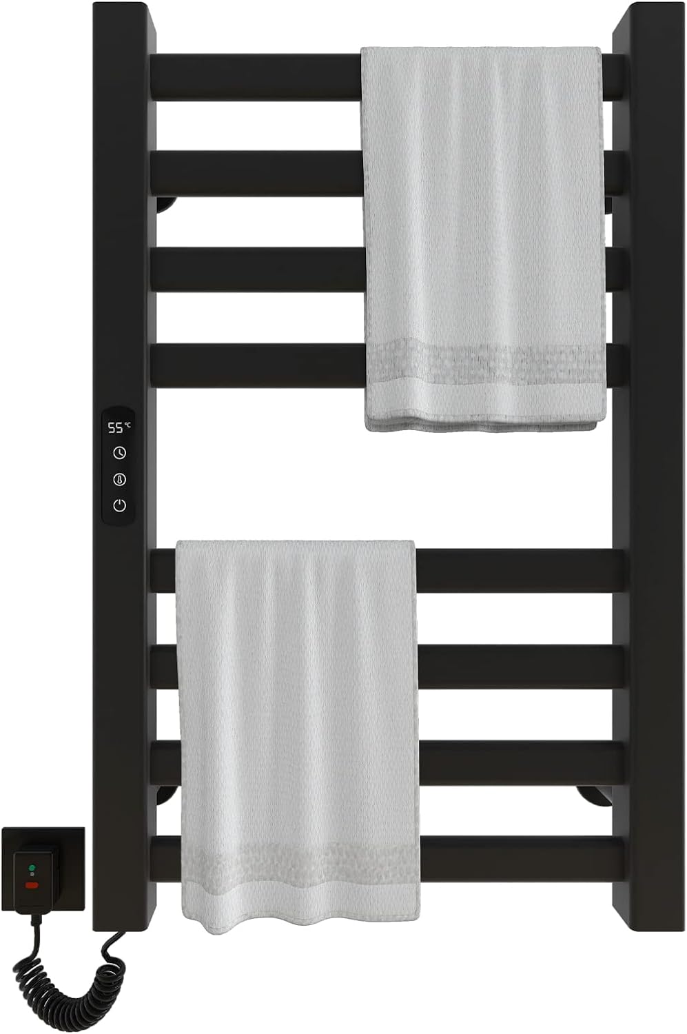OihPaw Sèche-serviette électrique,450x700mm Porte Serviettes Chauffant Porte-Serviettes électrique Intelligent Radiateur Porte-Serviettes, Chauffage en Fibre de Carbone