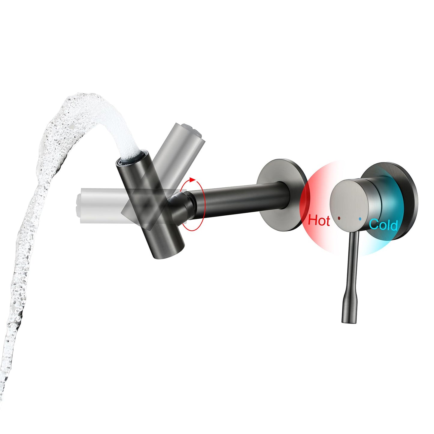 Robinet salle bain robinet lavabo avec design rotatif à 360°, économise 50%-60% d'eau, poignée unique mitigeur lavabo à eau chaude et froide,Convient au mitigeur de lavabo de salle de bain