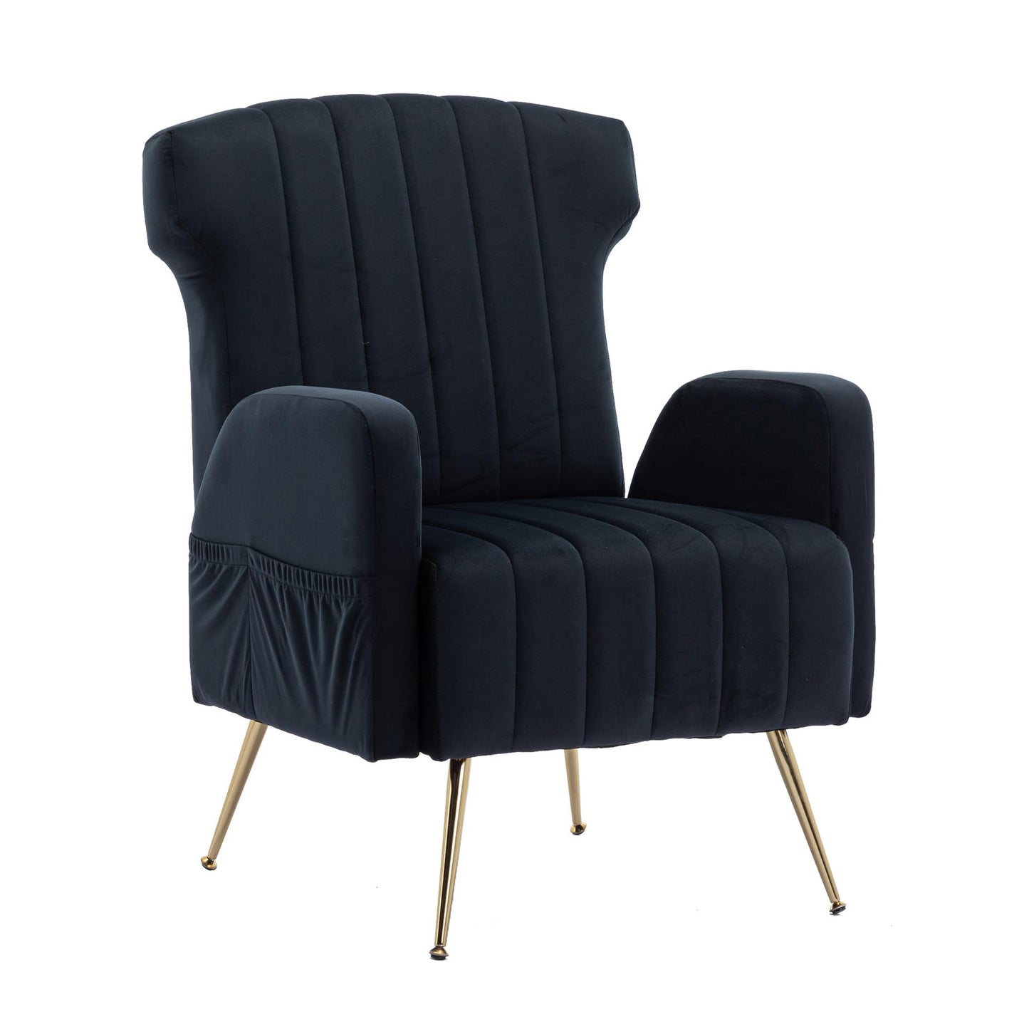 SHUGUANG Fauteuil Confortable Velours, Fauteuil Salon Confortable Chaise Coiffeuse avec Pieds Métalliques Dorés, Forme de Chaise Cigare Chaise de Lecture en Vigueur Chambre à Coucher, Salon