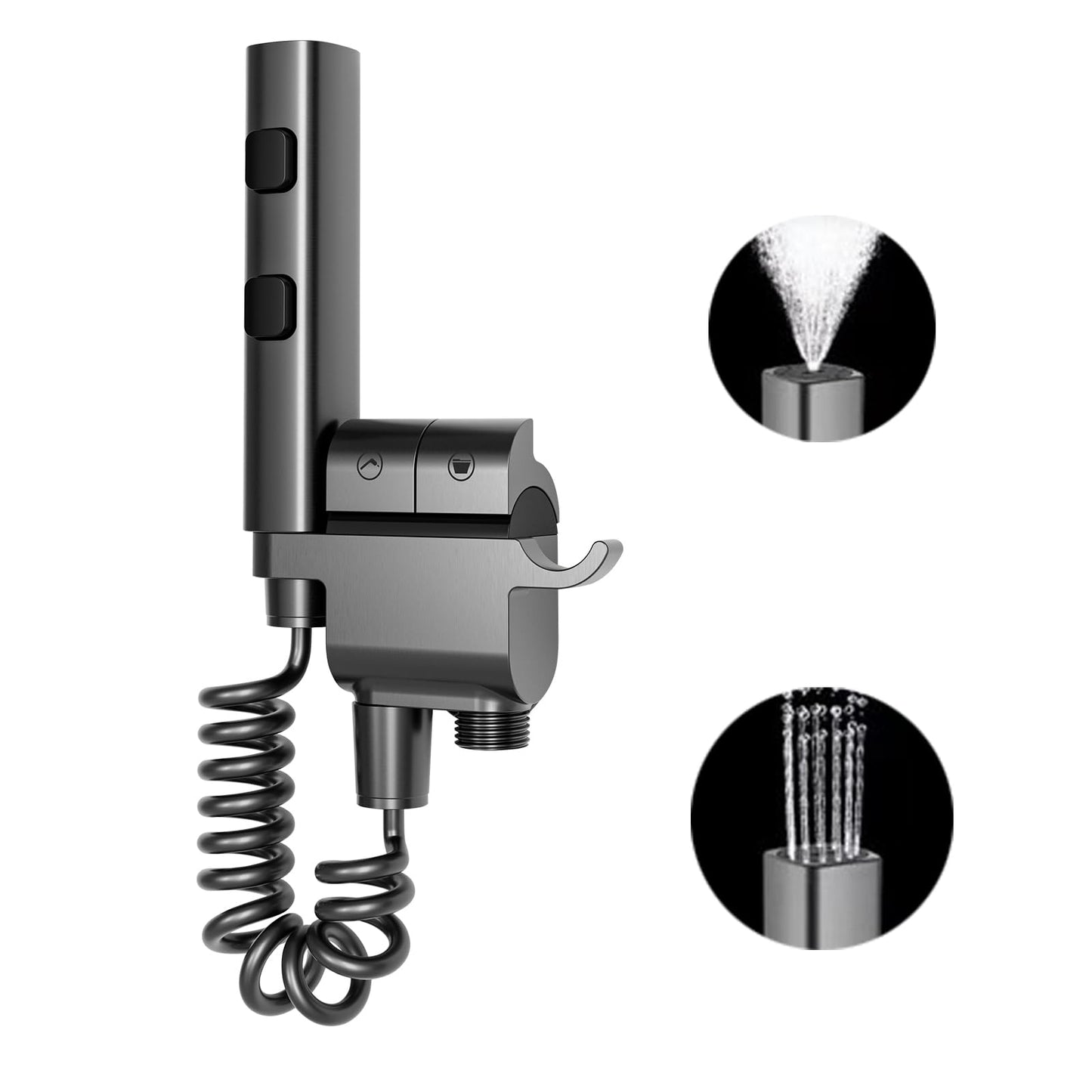 Kit Douchette Wc, Pulvérisateur De Douche, 2 Mode Pulverisateur a Main, Ensemble De Douche Bidet Avec 1-in-2-out Interrupteur À Double Commande Laiton Valve G1/2" Pour L'hygiène Personnelle
