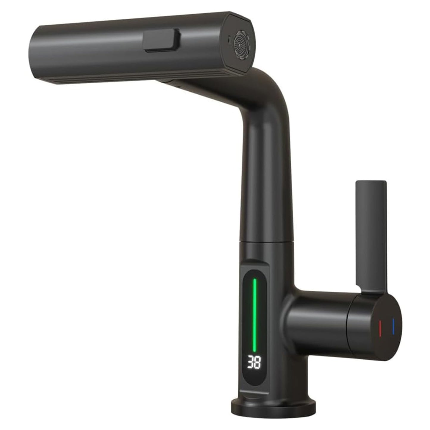 Robinet de Cuisine avec Douchette Extensible, Digital Affichage de la Température LED, Robinetterie Cuisine de Rotatif à 360°, 3 Modes Mitigeur d'Évier pour Lavabo Bains, Hauteur Réglable