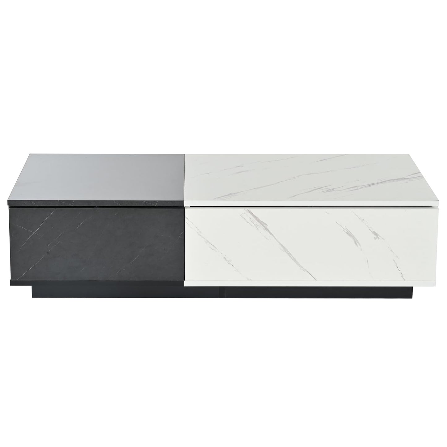 Peiaw Table Basse,Table de Salon,Aspect marbre Noir et Blanc,Deux Portes de Placard,avec Espace de Rangement,Table de canapé équipée de charnières amortissantes,Table Basse de 110 x 50 x 28 cm