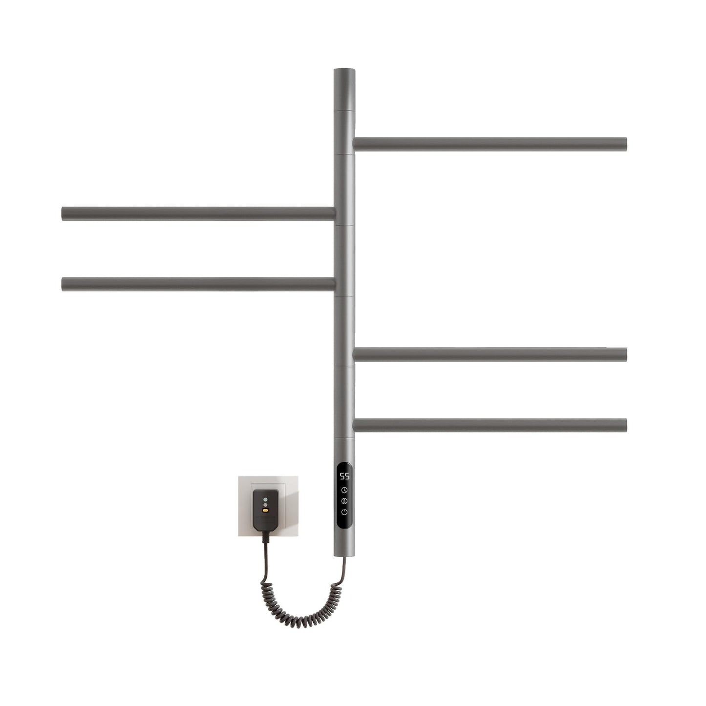 Elektrischer Handtuchtrockner, WiFi Smart Thermostat Handtuchwärmer, für Alexa und Google Home und APP, 420 x 660 mm, 180° Drehung, elektrischer Handtuchhalter, Heizkörper-WiFi Grau