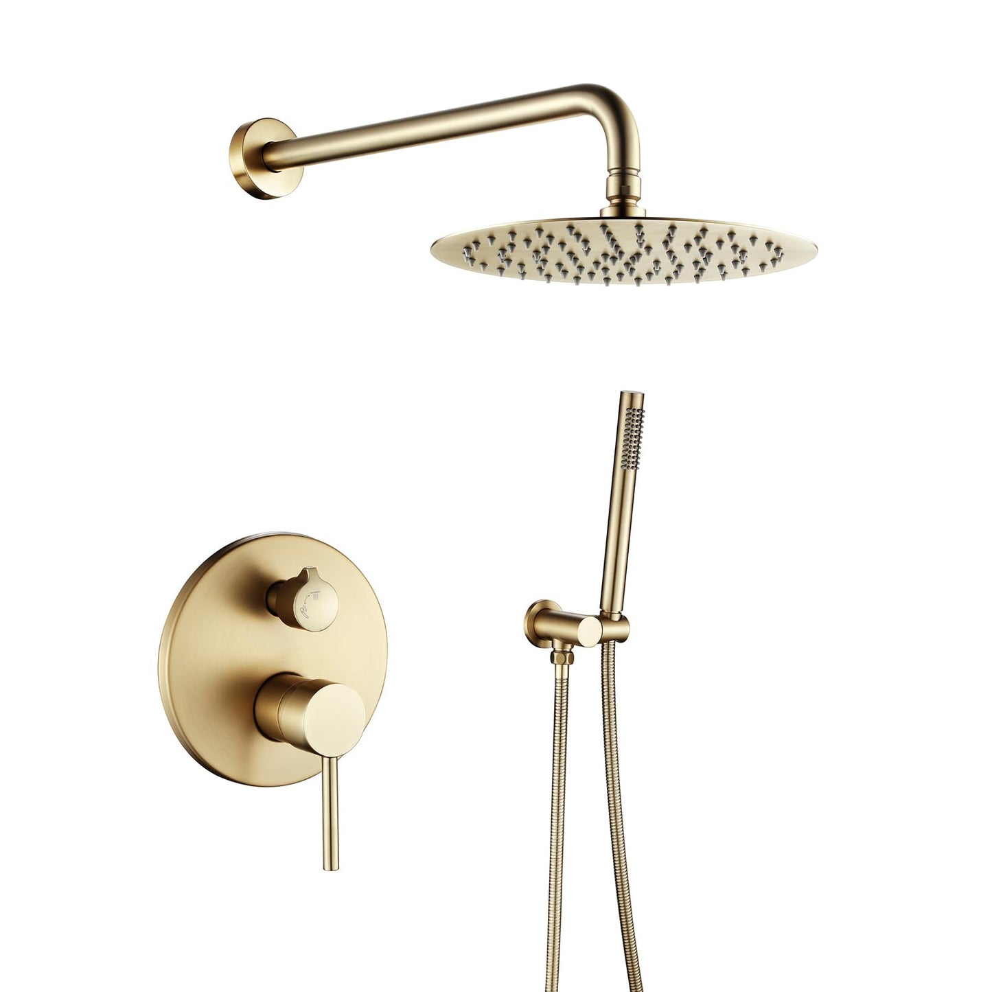 OihPaw Ensemble de Douche Encastrable Doré,Système de Douche À 2 Fonctions avec Pommeau de Douche Ronde 20CM et Douchette À Mains,Colonne De Douche Encastré pour Salle de Bains
