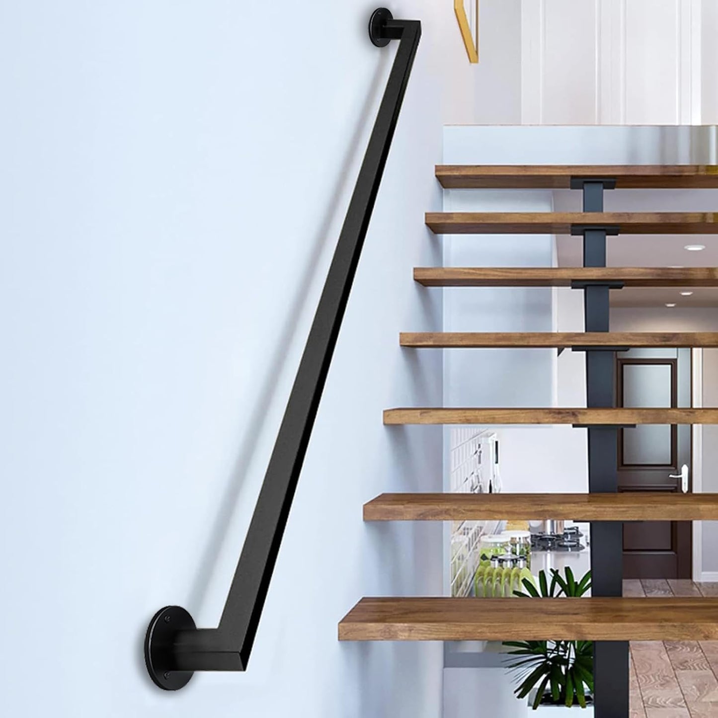 Main courante,main courante pour escalier noir,Rampe d'escalier,rampe escalier de Barre de Garde de rétro de Tuyau de Fer de Vent Industriel,pour les escaliers,les murs,loft,couloir