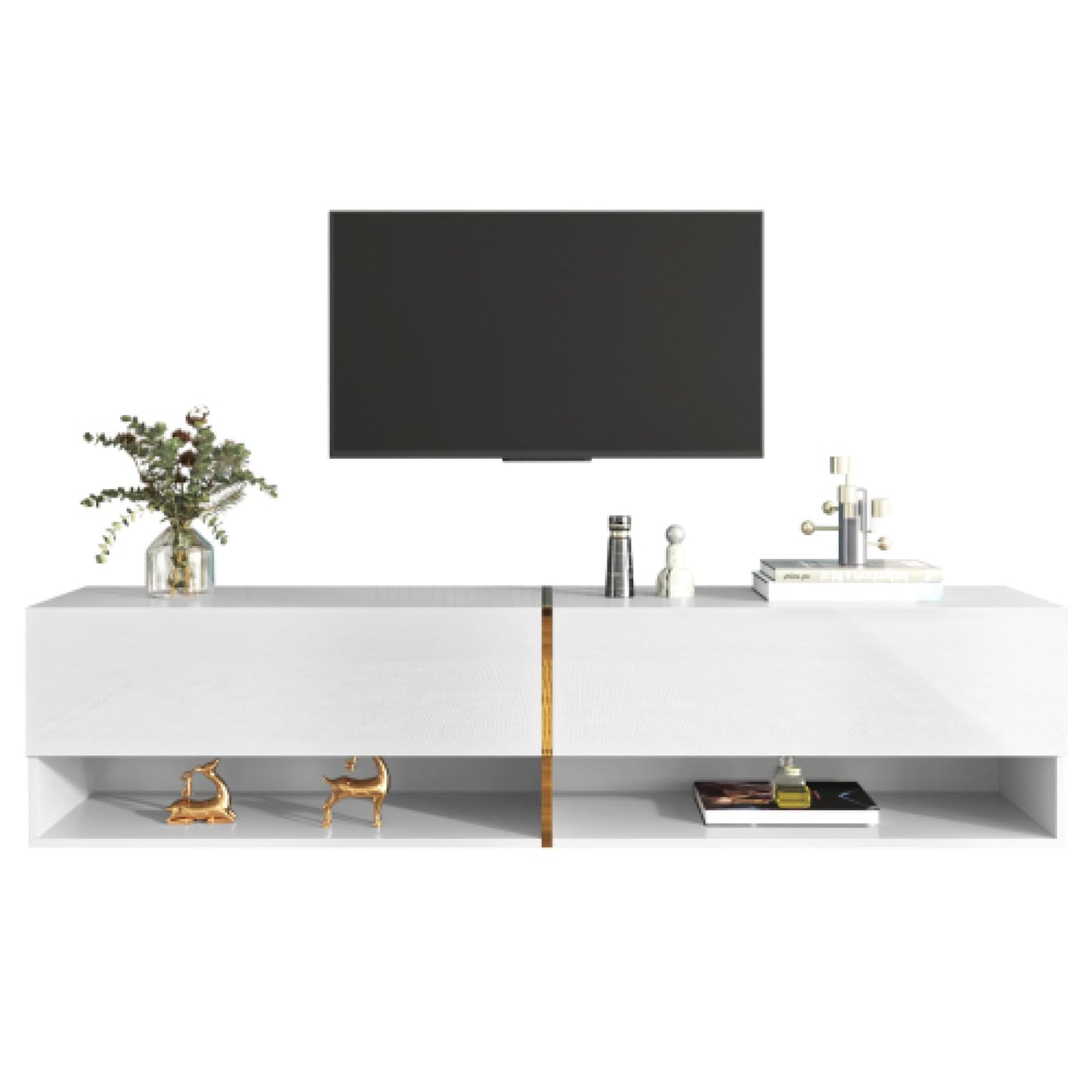 Meuble TV,meuble TV blanc pouvant être suspendu/indépendant,banc TV avec rangement combiné,meuble TV mural, table TV,meuble TV de salon,peut accueillir 60-69 pouces,taille du meuble TV 172cmx35cmx40cm
