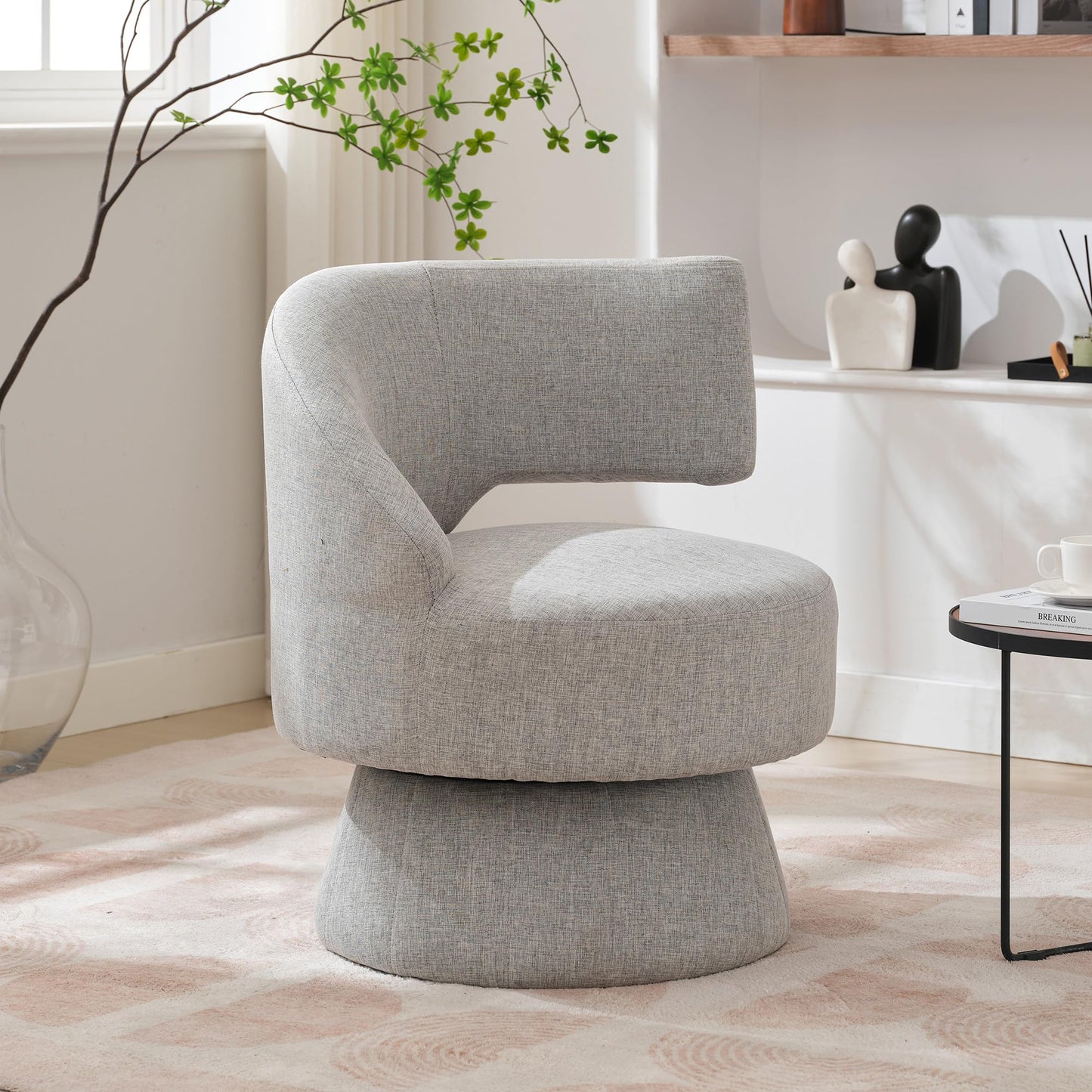 Gris Chaise de Pivotant, Fauteuil Crapaud utiliser Artisanat en Tissu, Fauteuil Salon Peut Pivoter à 360 Degrés, Conception simple Fauteuil Chambre Pivotant En Vigueur Chambre à Coucher, Salon,