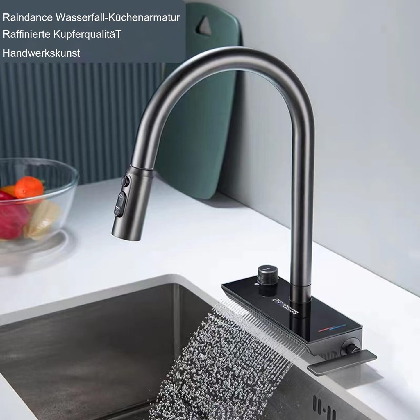 Robinet De Cuisine Avec Douchette, Robinet Cuisine Douchette, Robinetterie De Cuisine Avec Affichage De La TempéRature, Mitigeur Cuisine Avec Douchette, Rotation à 360°, 4 Types De Douche