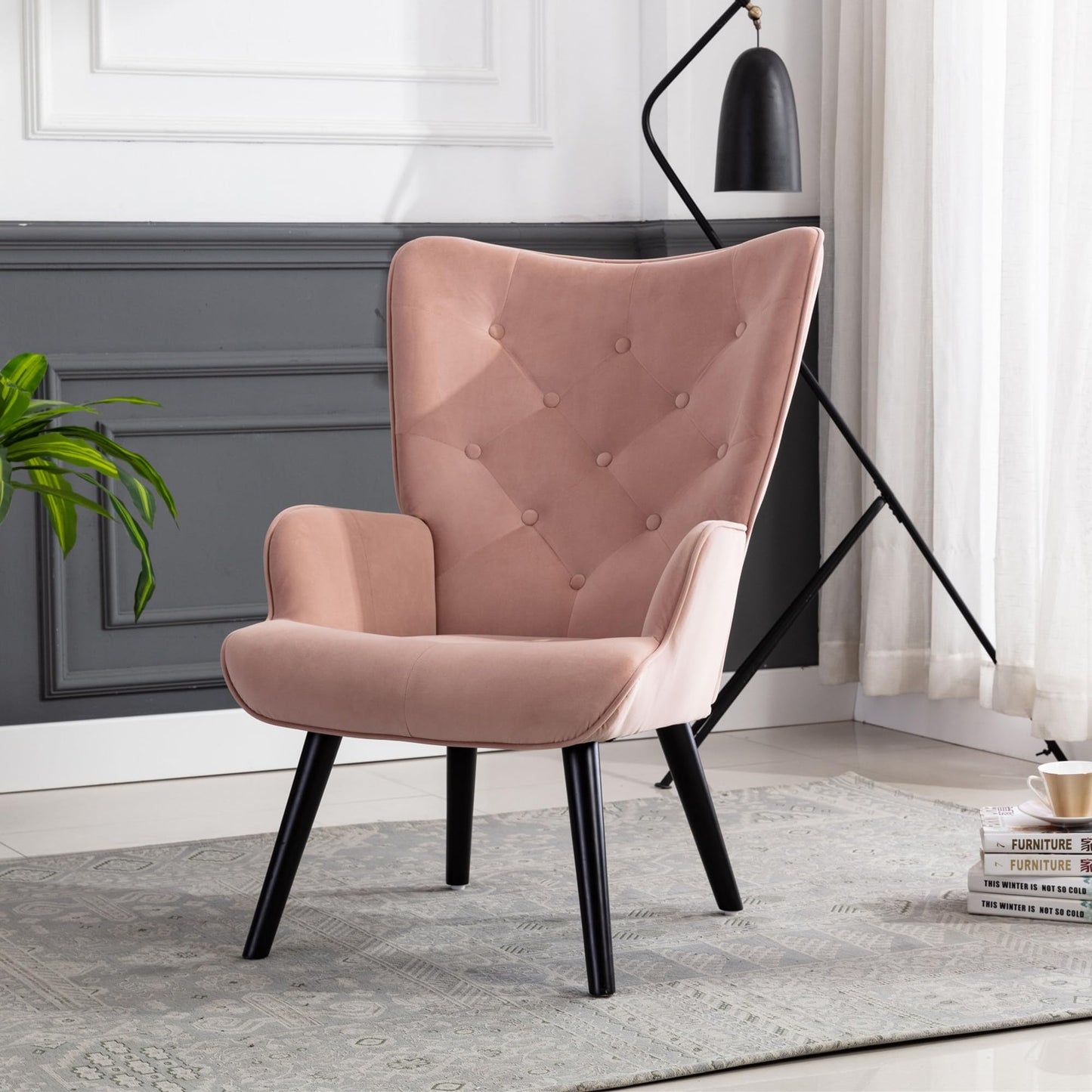SHUGUANG Fauteuil Salon Confortable, Fauteuil Confortable Microsuède, Chaise Coiffeuse avec Cadre en Bois Massif, Style Rétro Médiéval Chaise de Lecture en Vigueur Chambre à Coucher, Salon