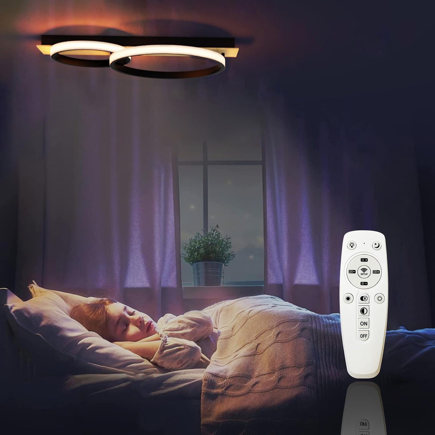 30W Plafonnier LED Dimmable, Luminaire Plafonnier avec Télécommande, Éclairage de Plafond Rond, Plafonnier pour Salle de Bain Chambre Salon Cuisine Couloir