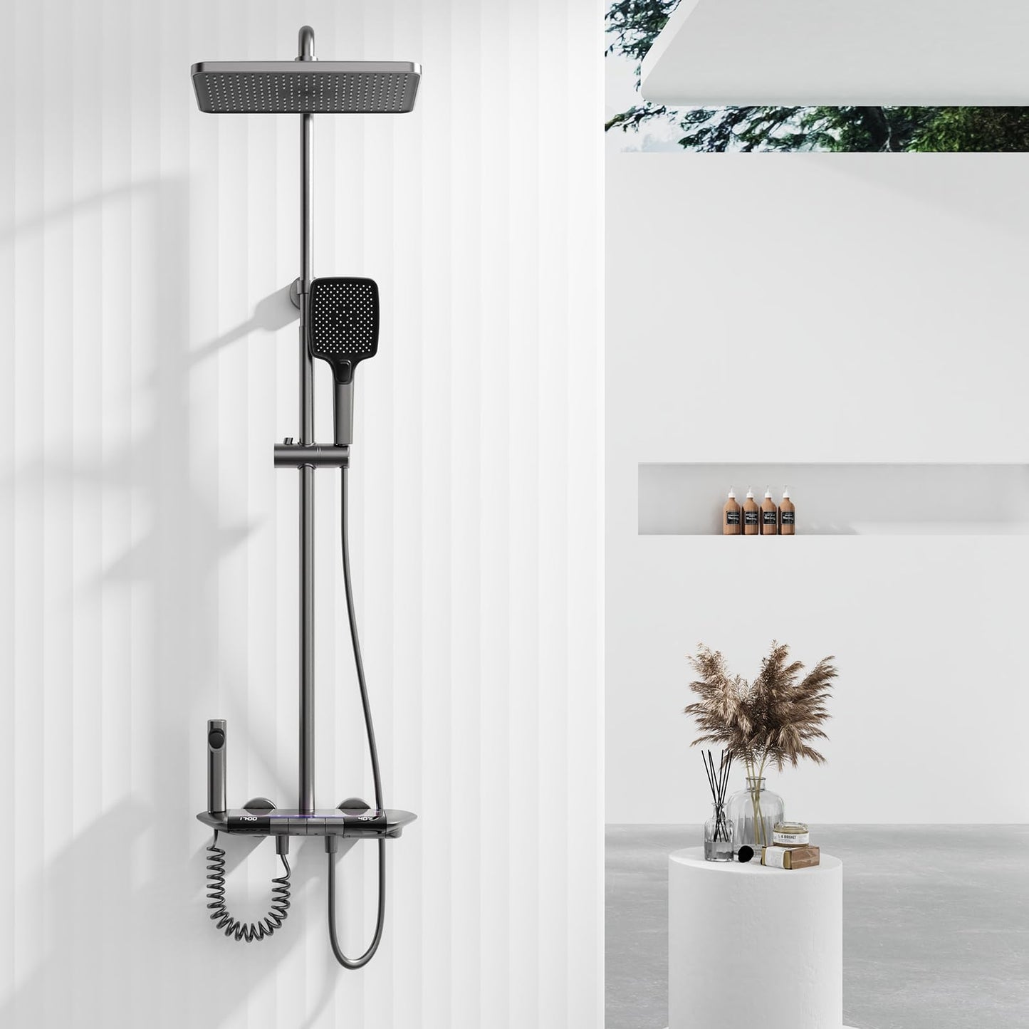Colonne De Douche Avec Mitigeur Thermostatique Système De Douche Affichage Numérique LED Ensemble De Douche Avec Pommeau De Douche, Douchette, Bidet Douche, Robinet De Baignoire