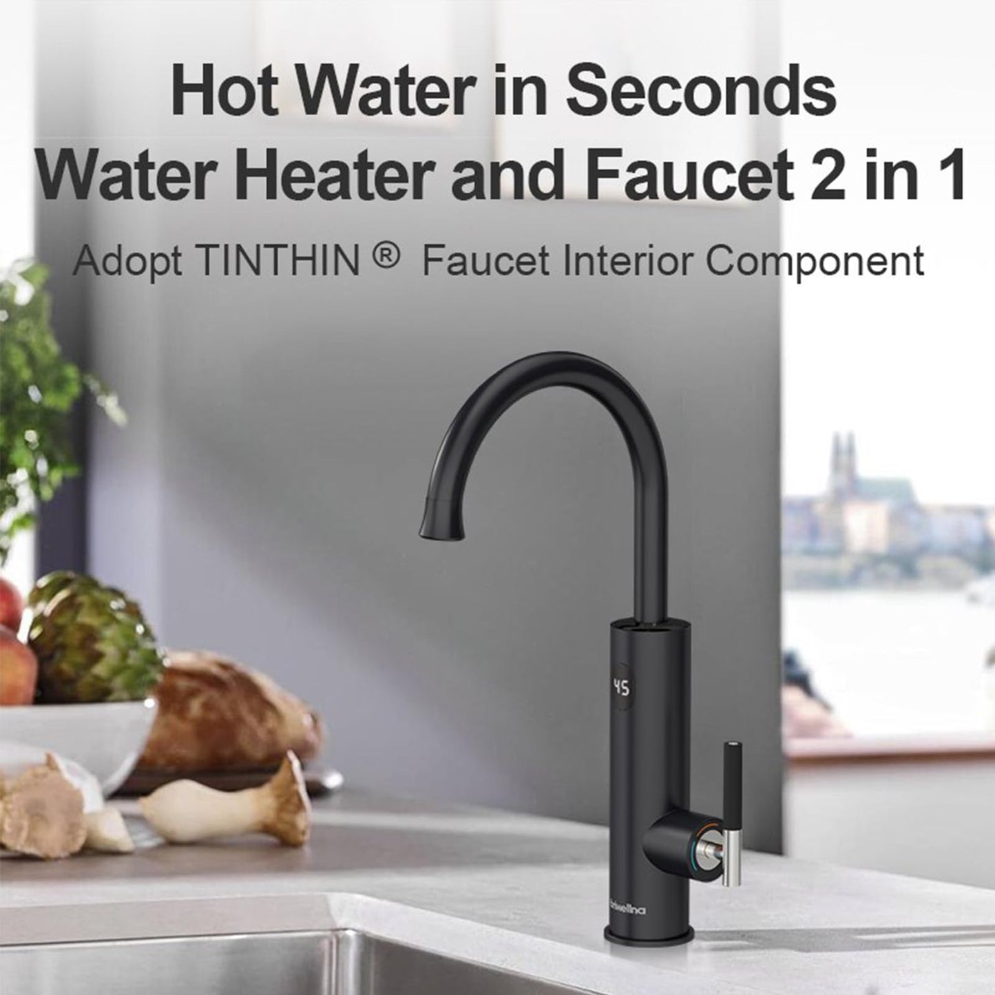 Robinet Cuisine, Robinet Chauffant Instantané 220 V, Robinet Chauffe Eau Instantané Electrique, Chauffe-Eau éLectriques Robinetterie De Cuisine, Affichage De La TempéRature Led