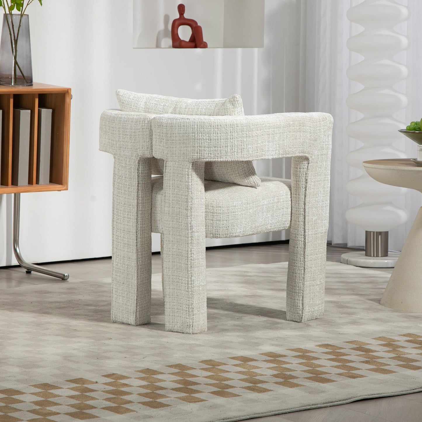 SHUGUANG Chenille Fauteuil de Loisirs, Fauteuil Salon Confortable Fauteuil Velours Utiliser Accoudoirs Creux, Chaise de Lecture avec Coussin Confortable en Vigueur Chambre à Coucher, Salon