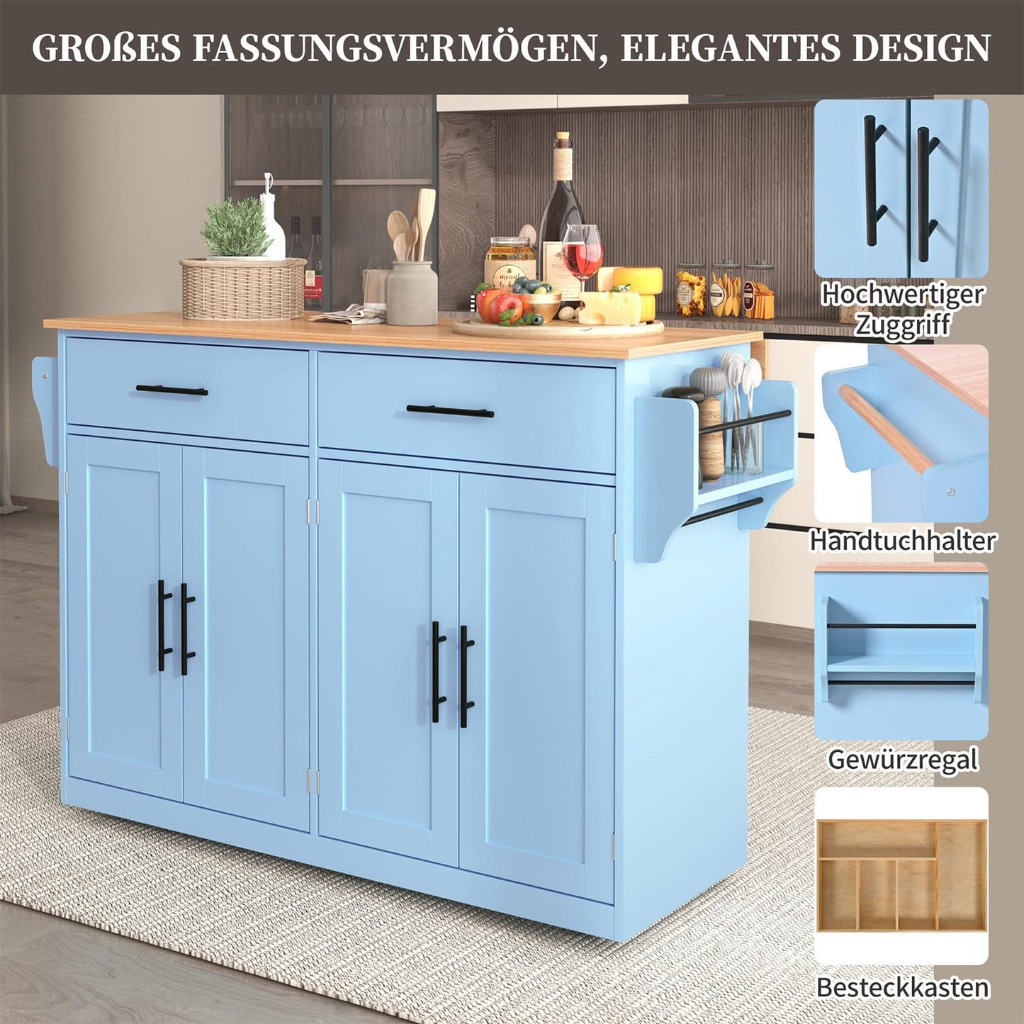 SHUGUANG Desserte de Cuisine, Meuble Cuisine Desserte, 120x46(70) x91 cm Ilot Cuisine avec Bureau Pliant, Rangement Cuisine avec roulettes et Pieds Interchangeables, pour Cuisine/Salle Manger