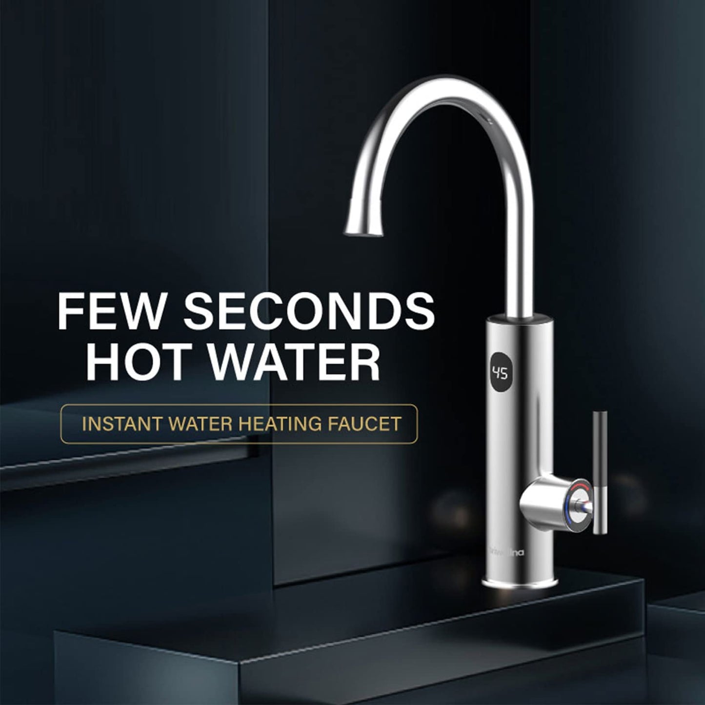 Robinet électrique avec chauffe-eau instantané 220 V pour cuisine, 3200 W, avec affichage de la température LCD, rotation à 360 °, avec chauffe-eau instantané, argent