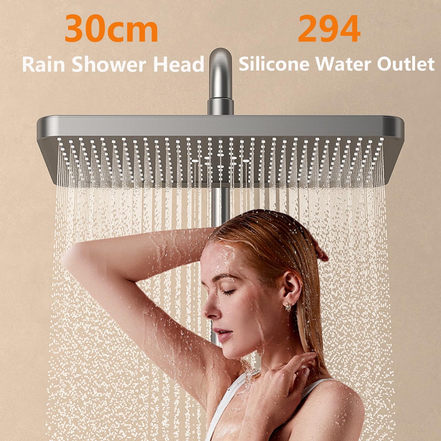 OihPaw Colonne de Douche Thermostatique Gris Affichage Numérique Ensemble Douche 4 Fonctions Kit de Douche Système de Douche avec 30 * 20cm Douche de Tête, Pommeau Douche, Mitigeur Douche