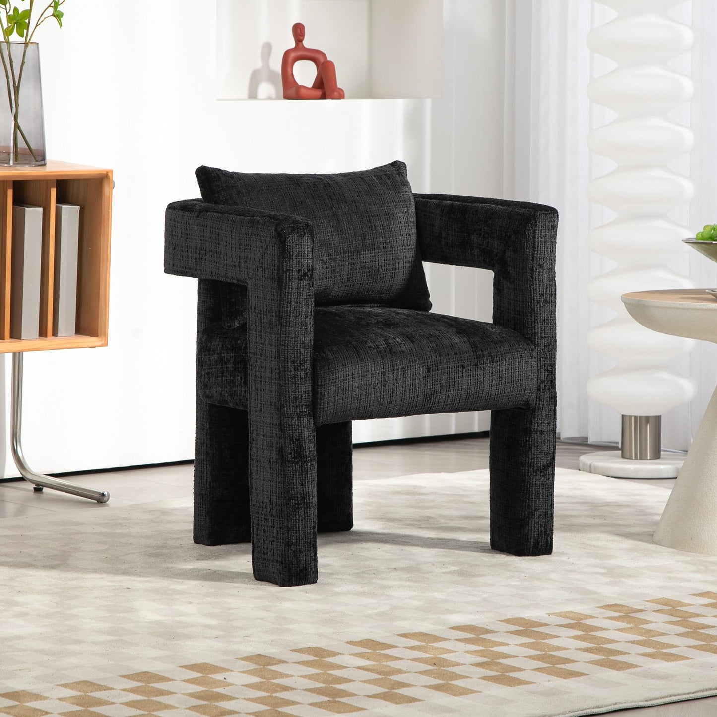 SHUGUANG Chenille Fauteuil de Loisirs, Fauteuil Salon Confortable Fauteuil Velours Utiliser Accoudoirs Creux, Chaise de Lecture avec Coussin Confortable en Vigueur Chambre à Coucher, Salon